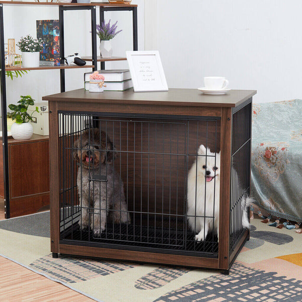 Furniture Dog Crib Walnut Finish